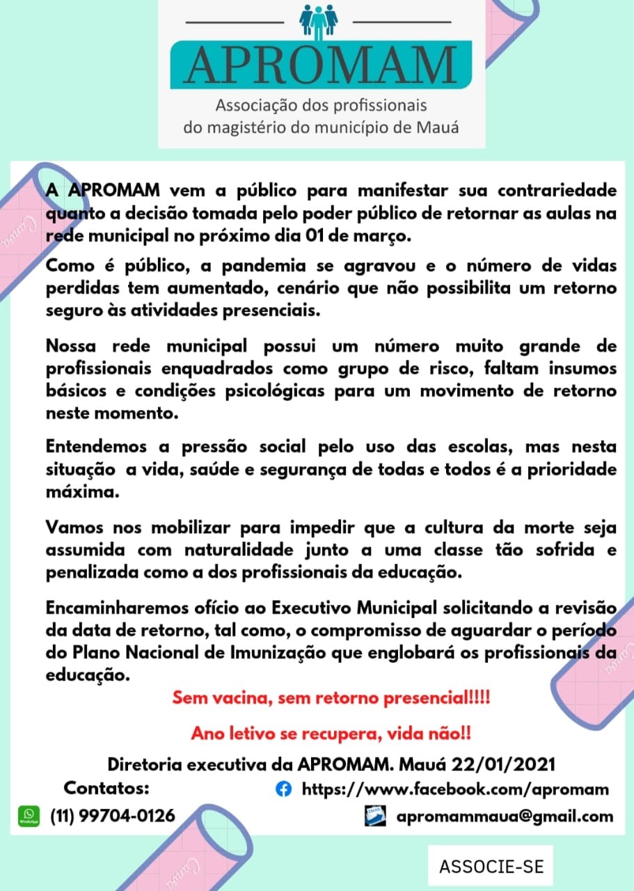 Leia mais sobre o artigo Contrariedade quanto a decisão do retorno das aulas