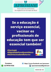 Leia mais sobre o artigo APROMAM Defende Segurança dos Profissionais da Educação em Mauá: Sem Vacina, Sem Retorno Presencial!