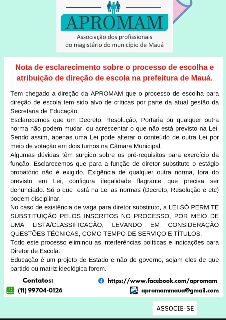 Leia mais sobre o artigo Nota de Esclarecimento Processo de Escolha e Atribuição