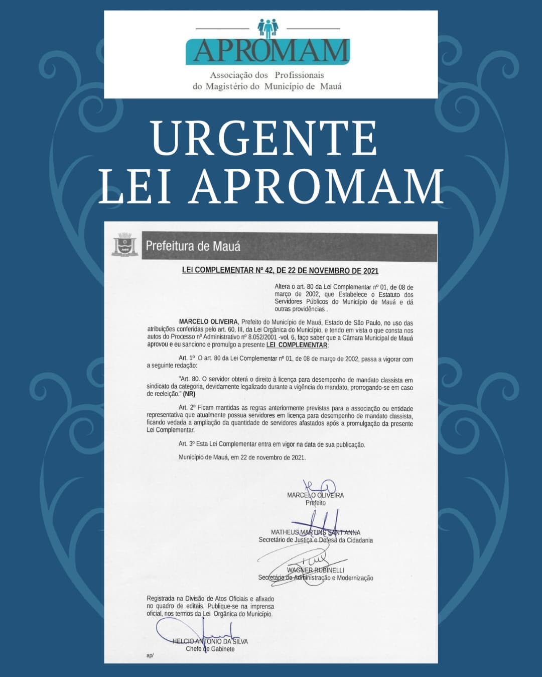 Leia mais sobre o artigo Urgente Lei APROMAM