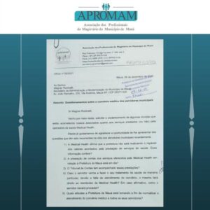 Leia mais sobre o artigo A APROMAM entrega questionamentos à secretaria de administração sobre o convênio médico dos servidores municipais.