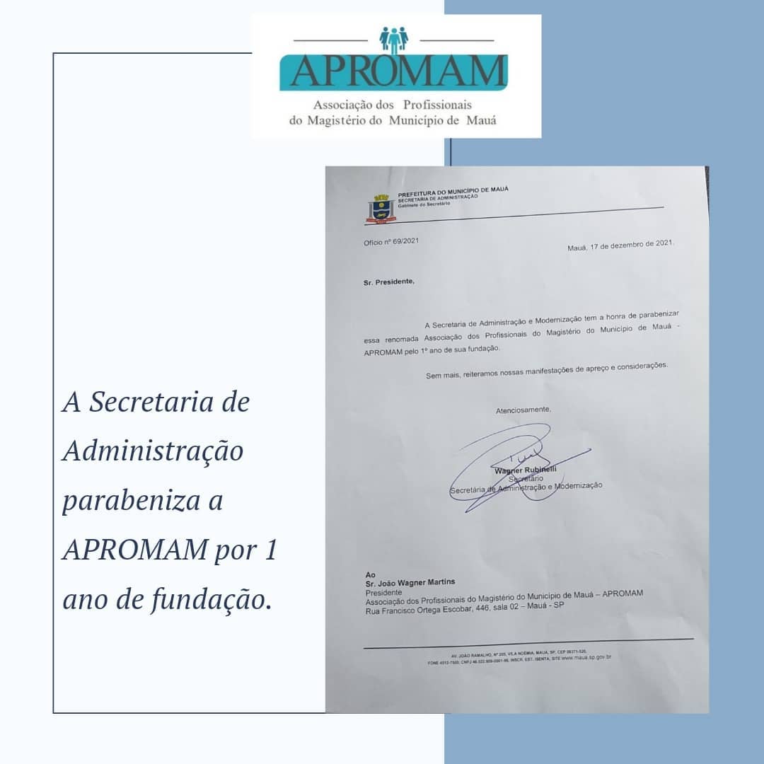 Leia mais sobre o artigo A Secretaria de Administração parabeniza a APROMAM