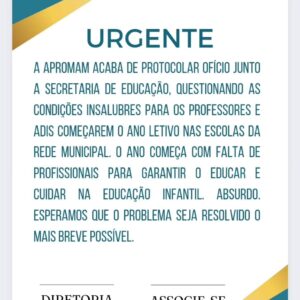 Leia mais sobre o artigo URGENTE: APROMAM protocola ofício questionando as condições insalubres