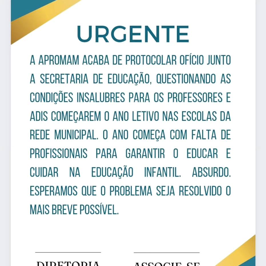 Leia mais sobre o artigo URGENTE: APROMAM protocola ofício questionando as condições insalubres
