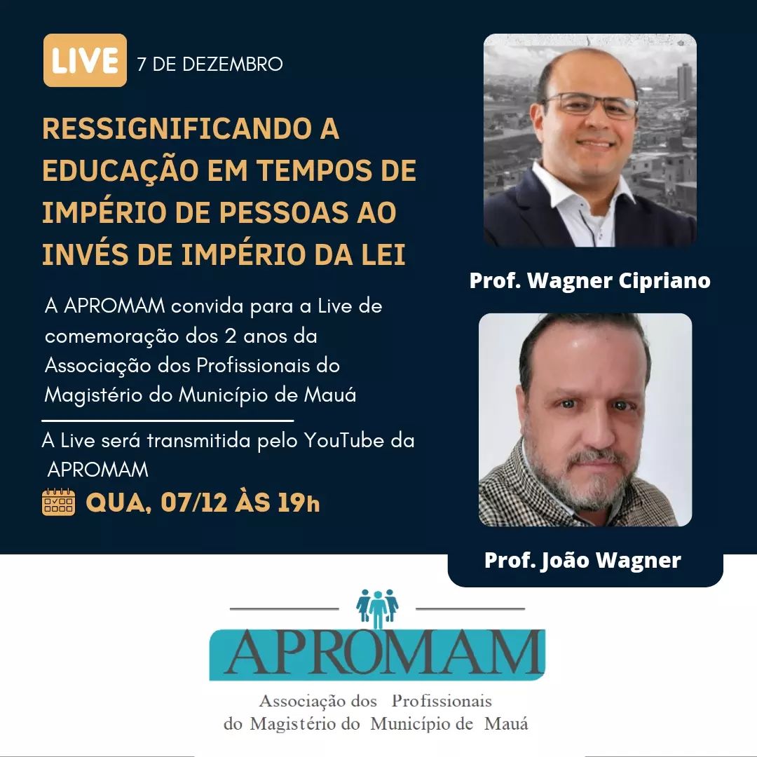 Leia mais sobre o artigo LIVE Ressignificando a Educação em tempos de império de pessoas ao invés de império da Lei