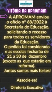 Leia mais sobre o artigo VITÓRIA DA APROMAM