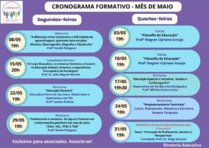 Leia mais sobre o artigo Cronograma Formativo – Mês de Maio