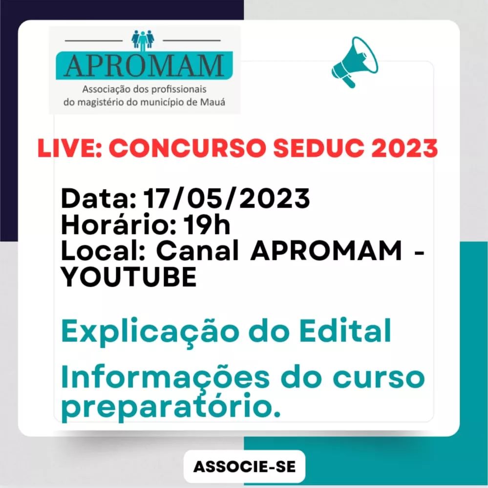 Leia mais sobre o artigo Live – Edital do Concurso Público SEDUC/SP e Curso Preparatório APROMAM
