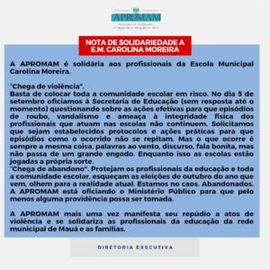 Leia mais sobre o artigo Nota de Solidariedade a E.M. Carolina Moreira
