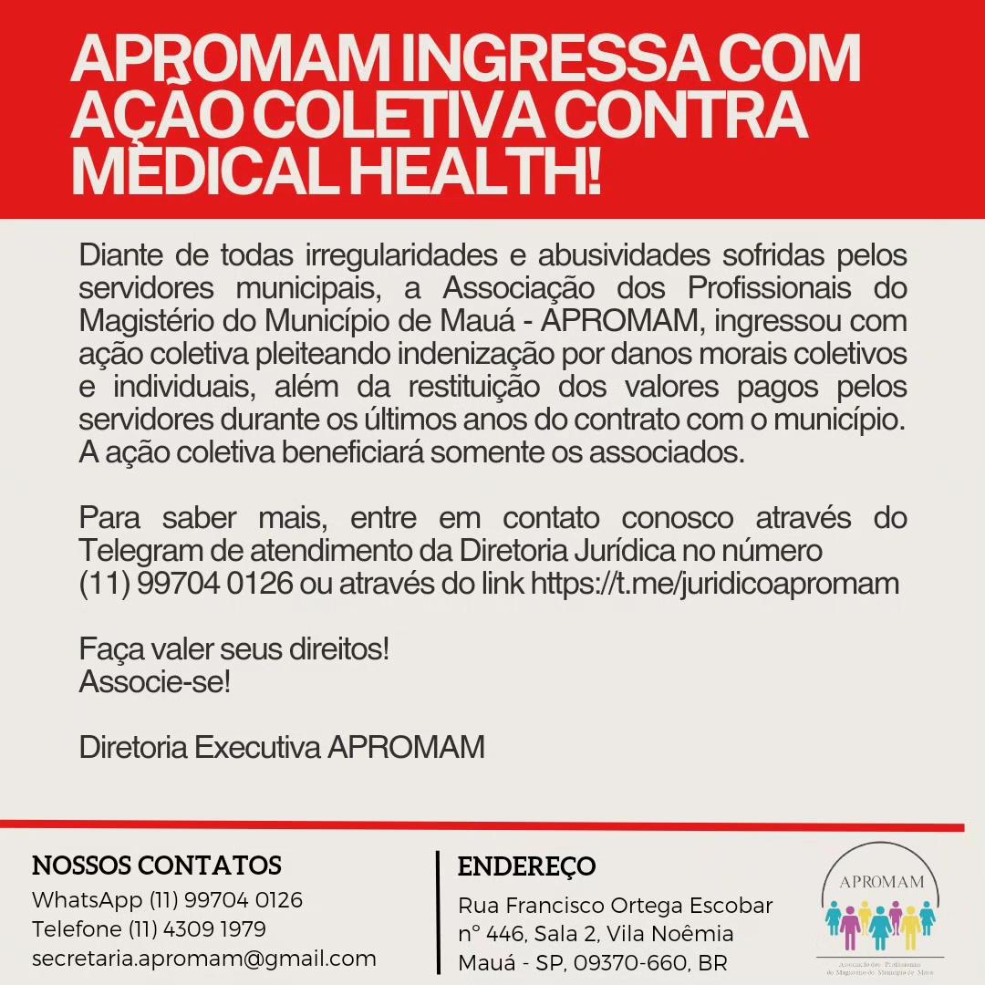 Leia mais sobre o artigo APROMAM ingressa com ação coletiva contra Medical Health!