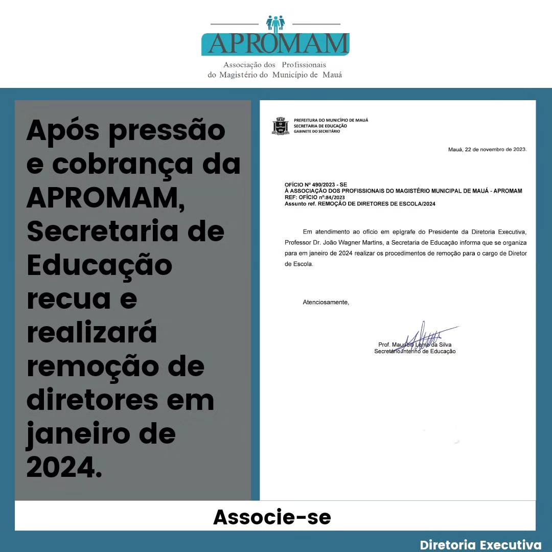 Leia mais sobre o artigo Após pressão e cobrança da APROMAM, Secretaria de Educação recua
