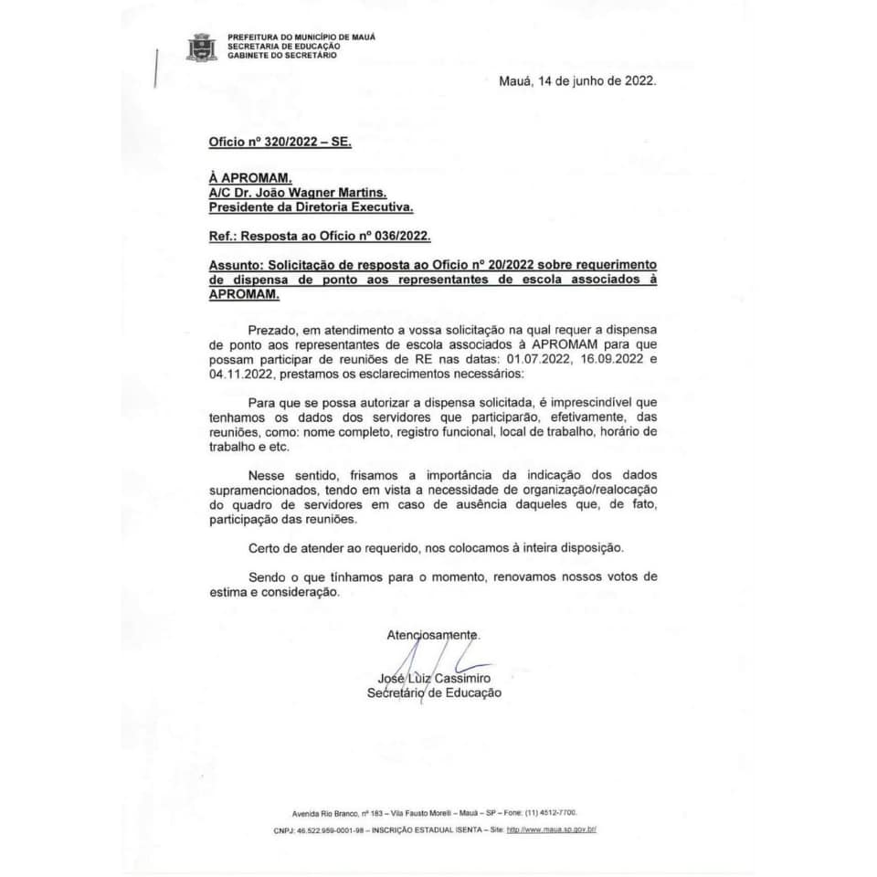 Leia mais sobre o artigo SECRETARIA DA EDUCAÇÃO NEGA A DISPENSA DE PONTO AOS REPRESENTANTES ESCOLARES PARA FAZER REUNIÃO COM A APROMAM.