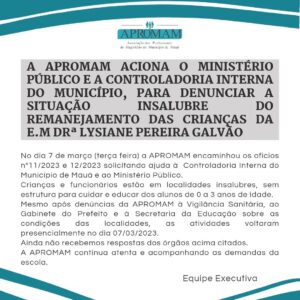 Leia mais sobre o artigo DENÚNCIA: A APROMAM aciona o Ministério Público e a controladoria interna do município