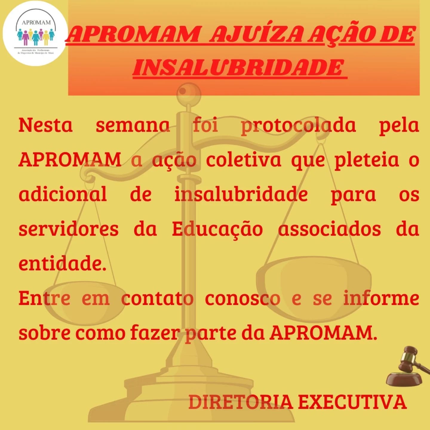 Leia mais sobre o artigo APROMAM ajuíza ação coletiva de insalubridade!!!