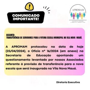 Leia mais sobre o artigo Transferência de servidores para a futura escola municipal na Vila Nova Mauá