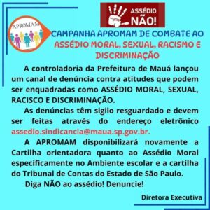 Leia mais sobre o artigo Campanha APROMAM de combate ao assédio moral, sexual, racismo e discriminação