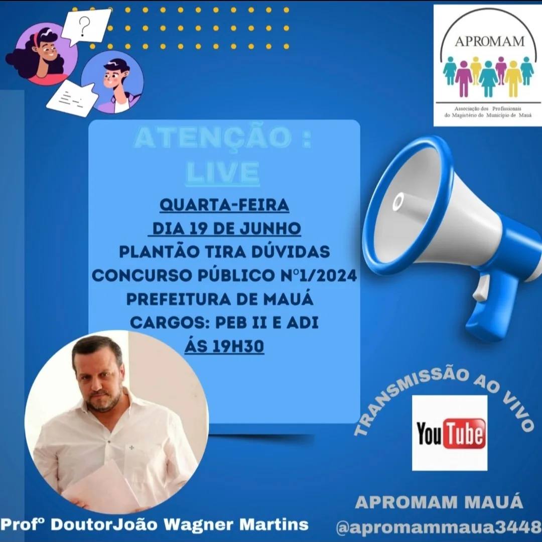 Leia mais sobre o artigo LIVE – Plantão tira-dúvida: Concurso Público 01/2024 – Prof. Dr. João Wagner Martins