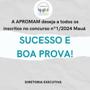 Leia mais sobre o artigo Sucesso e boa prova: Concurso nº1/2024
