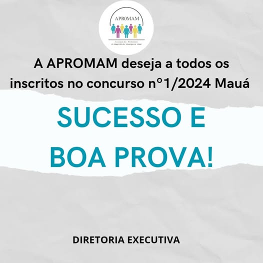 Leia mais sobre o artigo Sucesso e boa prova: Concurso nº1/2024